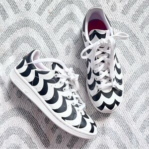 ADIDAS X Marimekko Stan Smith Low-Top Black White Laine Wave Lace Up Sneakers 6